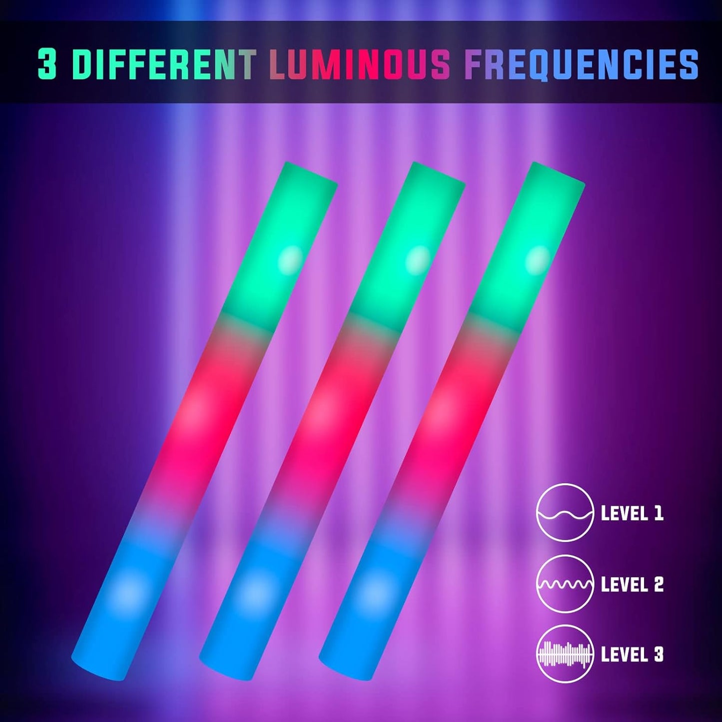 174 Pack LED Foam Glow Sticks, Glow Stick Bulk Party Pack with 3 Modes Colorful Flashing, Glow in Dark Party Supplies for Wedding, Raves, Concert, Camping