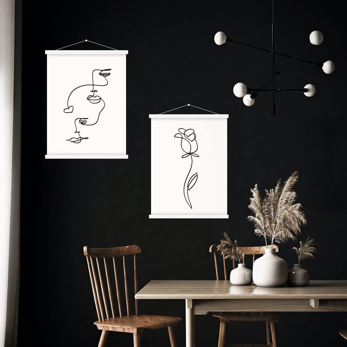 32x24 32x40 32x48 Poster Frame, Magnetic Light Wood Wooden Frame Hanger for Photo Picutre Canvas Artwork Art Print Wall Hanging (1 Pack, 32", White)