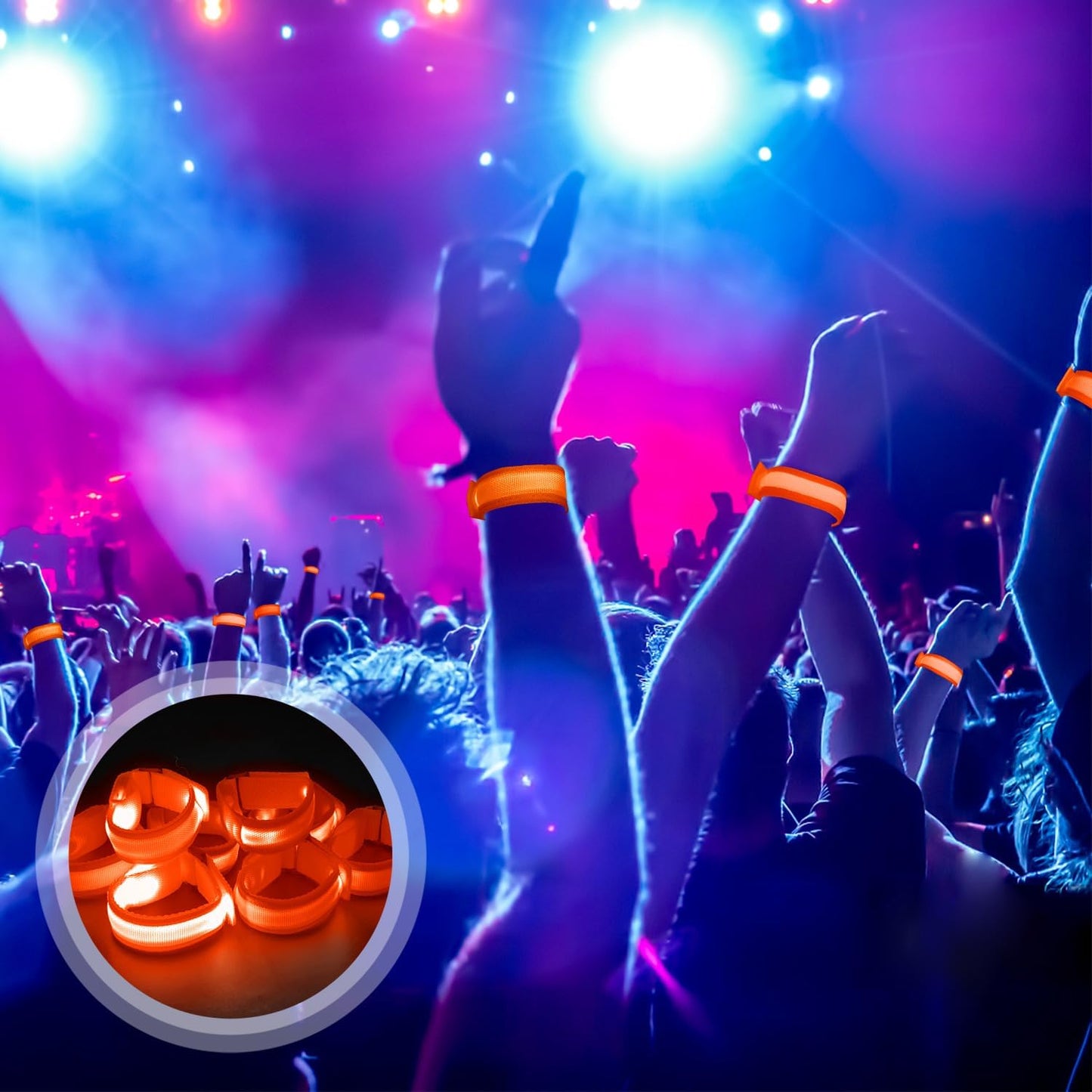 M.best 8pcs LED Light Up Bracelets Glow Flashing Wristbands Glow in The Dark Party Supplies for Wedding, Raves, Concert, Camping,Sporting Events, Party Orange