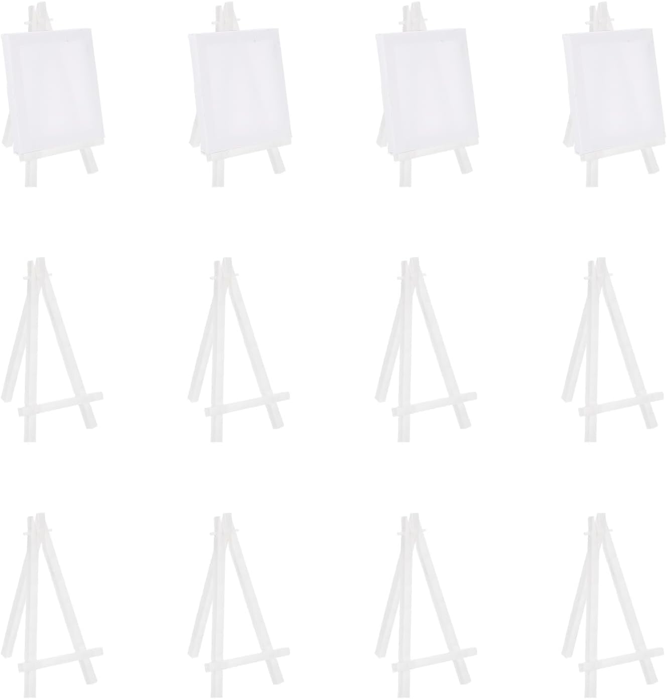 MECCANIXITY Mini Plastic Display Easels, 6.3"x3.4"A-Frame Plastic Painting Tabletop Easels Holder Stand for Photos Cards Artists Beginners Displaying Small Canvases Art(Pack of 12, White)