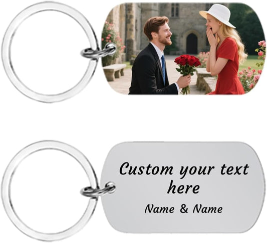 Personalised Keyring with Custom Photo & Text - Gift for Mum, Dad, Him, Her, Grandparents, Family