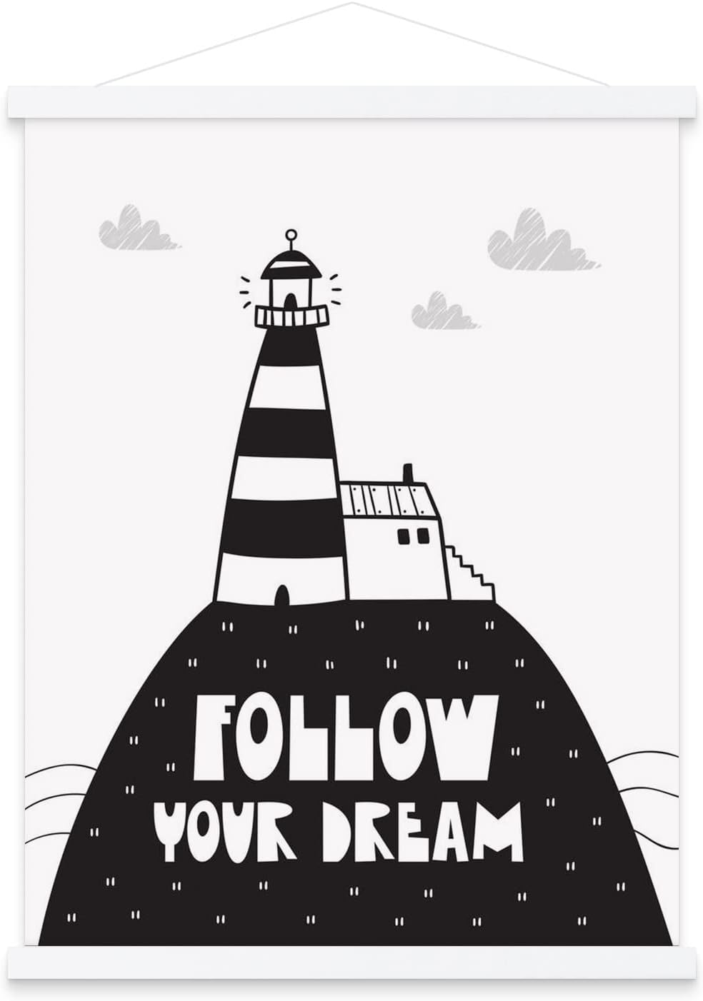 32x24 32x40 32x48 Poster Frame, Magnetic Light Wood Wooden Frame Hanger for Photo Picutre Canvas Artwork Art Print Wall Hanging (1 Pack, 32", White)