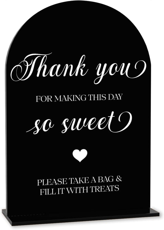 Black Candy Bar Sign, Dessert Table Sign, Wedding Engagement Bridal Shower Decor fo Ceremony Reception Party, Weddings Table Acrylic Sign