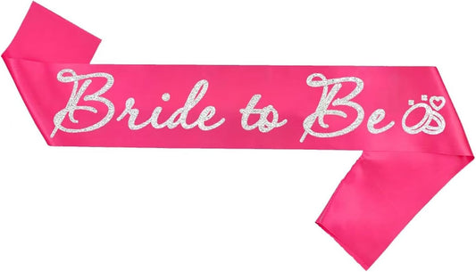 Hot Pink Bride to Be Sash for Bridal Shower Bachelorette Party Wedding Hen Party Decorations Engagement Gifts Favors Miss to Mrs Sash with Glitter Letter Silver
