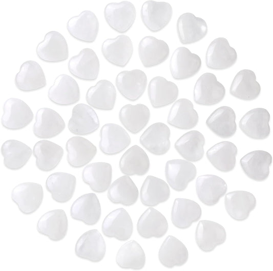 Gerrii 50 Pcs Heart Healing Stone Bulk Quartz Heart Inspirational Stones Gift for Women Love Pocket Polished Natural Energy Balancing Meditation 0.8 Inch(Clear)