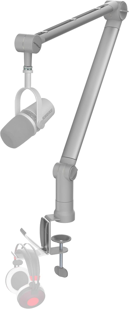 IXTECH Microphone Boom Arm with Desk Mount, 360° Rotatable, Adjustable and Foldable Scissor Mounting for Podcast, Video Gaming, Radio and Studio Audio, Sturdy and Universal.