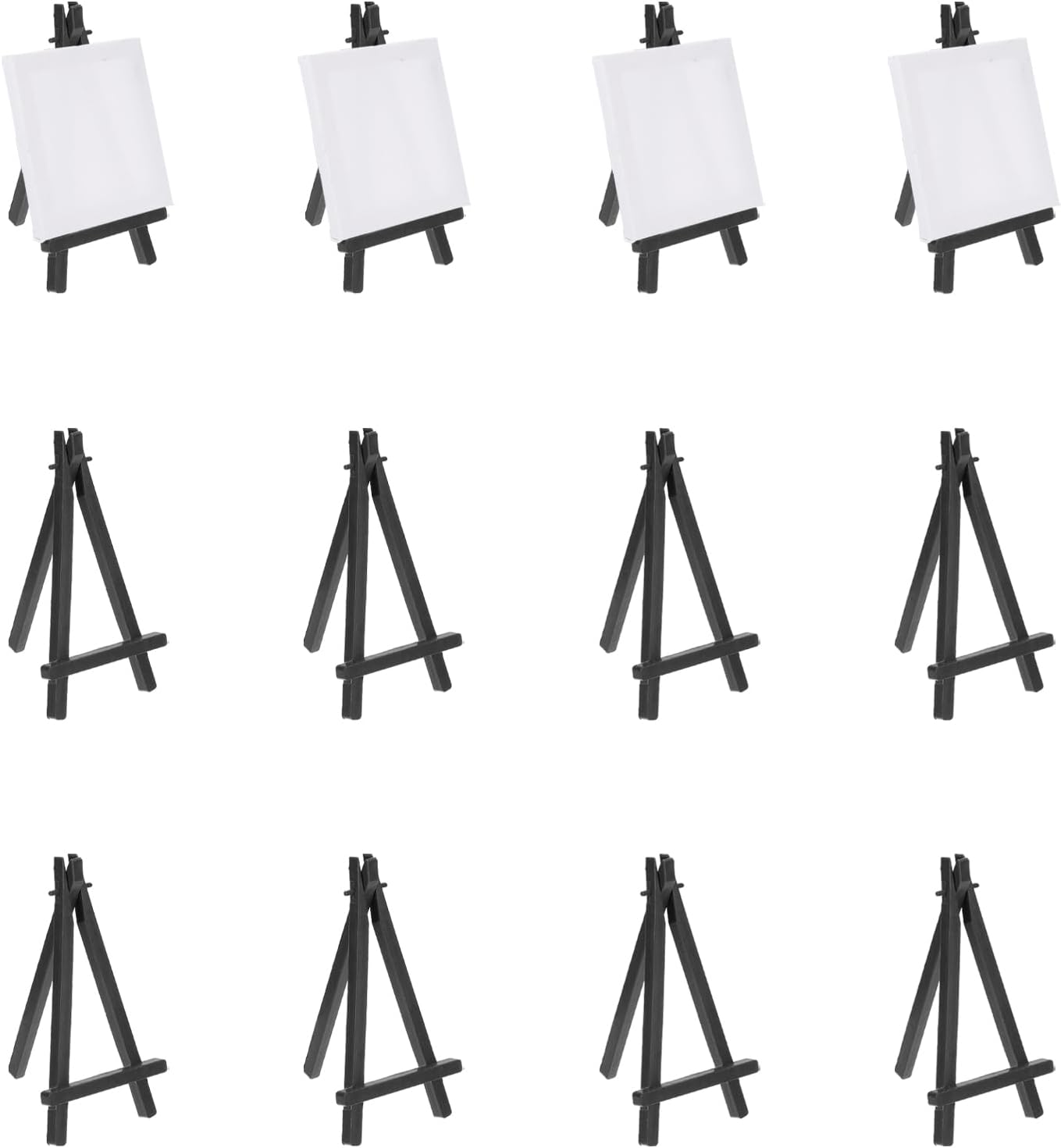 MECCANIXITY Mini Plastic Display Easels, 6.3"x3.4"A-Frame Plastic Painting Tabletop Easels Holder Stand for Photos Cards Artists Beginners Displaying Small Canvases Art(Pack of 12, Black)