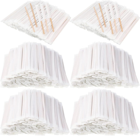 2000 Pcs Individually Wrapped Wooden Coffee Stirrers, Disposable Coffee Stir Sticks Round End Sticks Bulk Wood Stirrers for Cocktail Hot Drinks Restaurant Bar Home Office (7.5 Inch)