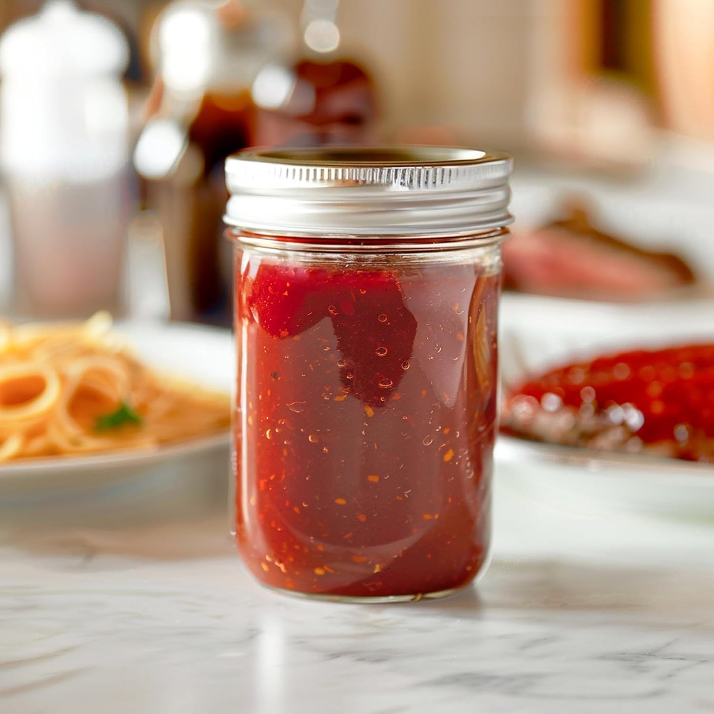 ComSaf Small Mason Jars 8 oz, 24Pcs Regular Mouth Canning Jars, 8 ounce Glass Jar with Lid for Jams, Sauces, Jellies, Spices, Self-Made Gift, DIY Candles Decor, Wedding & Baby Shower Favors