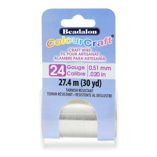 Beadalon ColourCraft Wire, 24 Gauge, Silver Color, 30 yd Spool