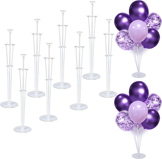 8 Set Balloon Stand Kit - Balloon Sticks With Base for Table Balloon Centerpiece Decorations for Birthday Graduation Gender Reveal Baby Shower Party Decorations