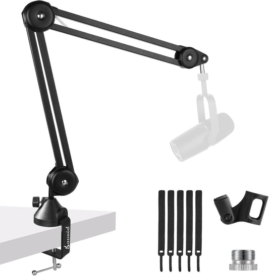 Mic Boom Arm – Heavy-Duty Microphone Stand with Desk Mount Clamp&Microphone Clip Ideal for Podcast & Gaming, Supports 4.4 lbs for Blue Yeti, FIFINE, HyperX, Shure & More