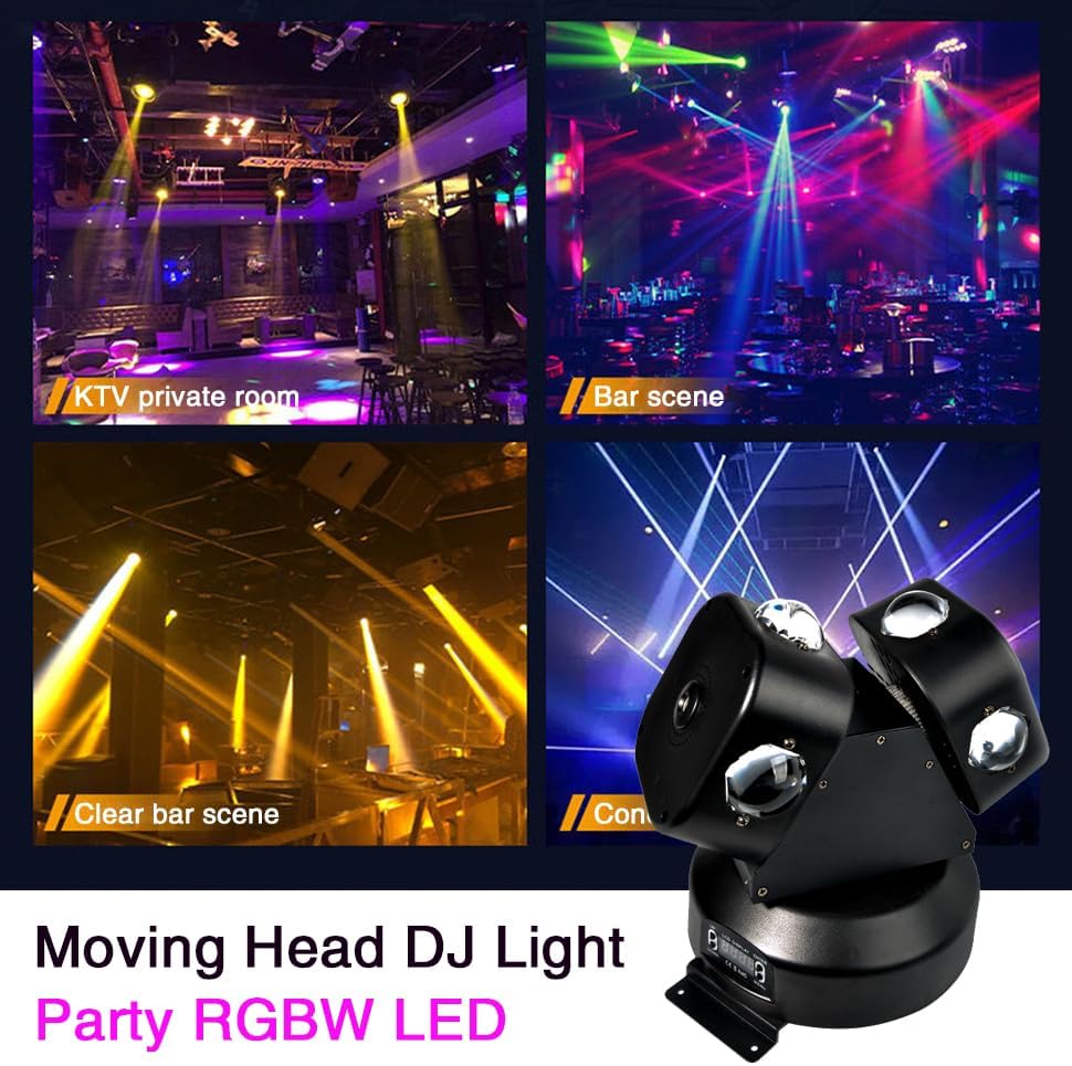 Moving Head DJ Light DMX 512 Strobe Lighting LED with Sound Activated Party RGBW Beam Lights Stage Lighting for Events KTV Disco Wedding Concert Festival (8LED Professional DJ Light w/Special Lights)