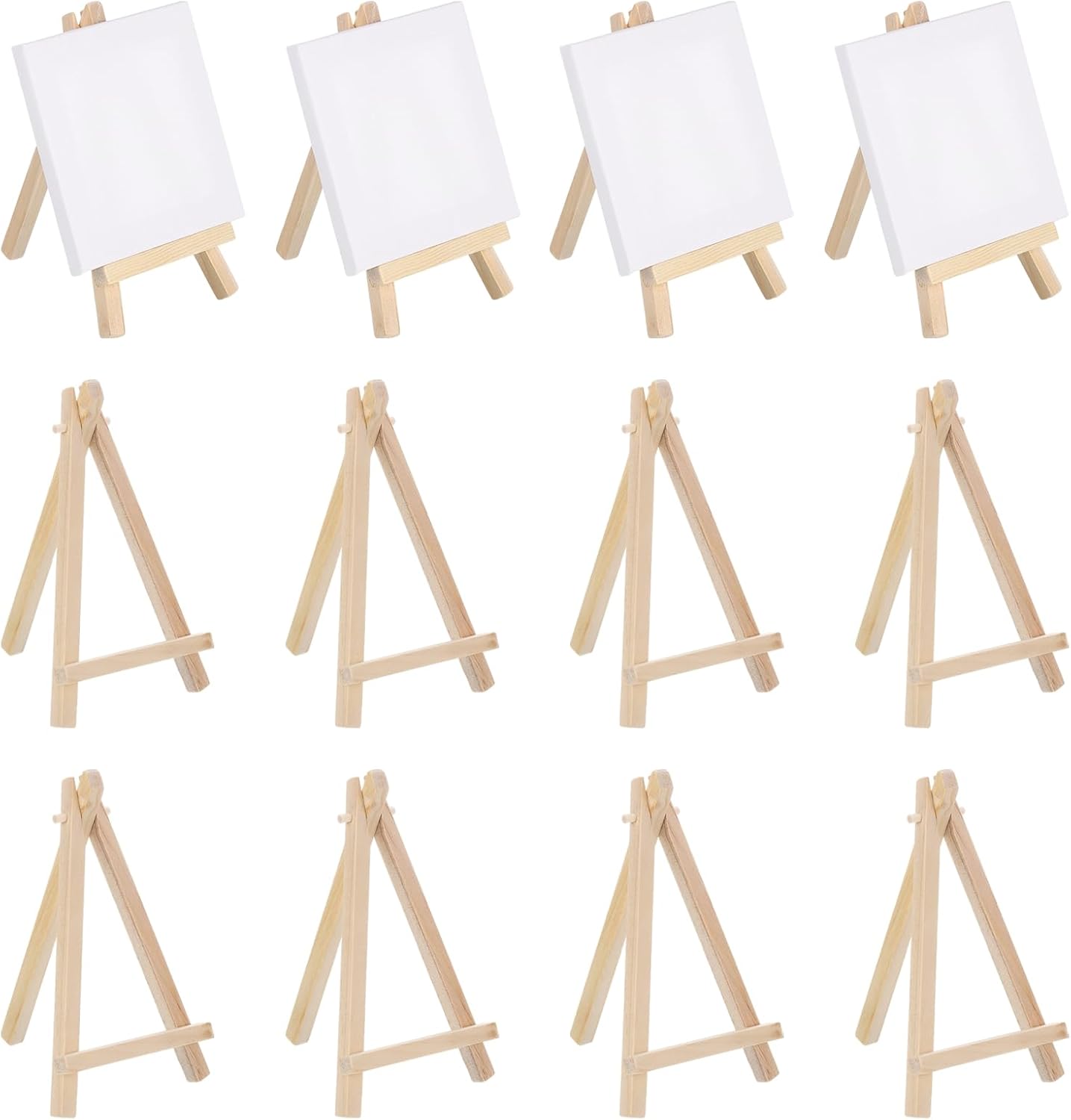 MECCANIXITY Mini Wood Display Easels, 6.3"x3.5"A-Frame Painting Tabletop Easels Holder Stand for Artists Beginners Displaying Small Canvases Art Photos Business Cards(Pack of 12, Wood Color)
