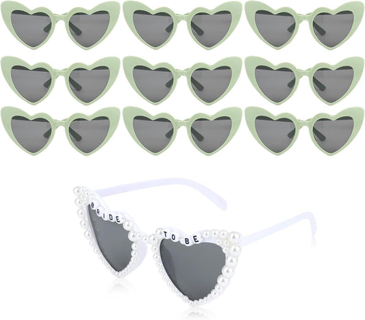 CIEHER Bachelorette Party Favors - White Black Heart Sunglasses for Bride Bridesmaid