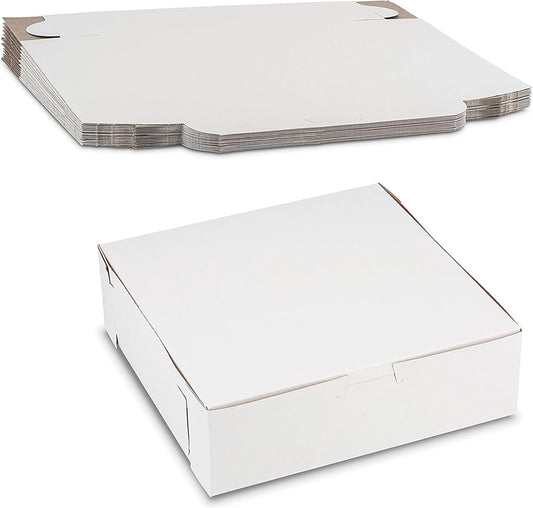 MT Products White Cake Boxes 8" x 8" x 3" - Bakery Box No-Window (Pack of 15) - Made in the USA