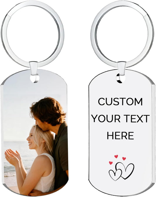 Custom Keychain with Picture, Personalized Double-sided Keychains Gifts for Boyfriend, Family, Lover