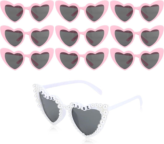 CIEHER Bachelorette Party Favors - White Black Heart Sunglasses for Bride Bridesmaid