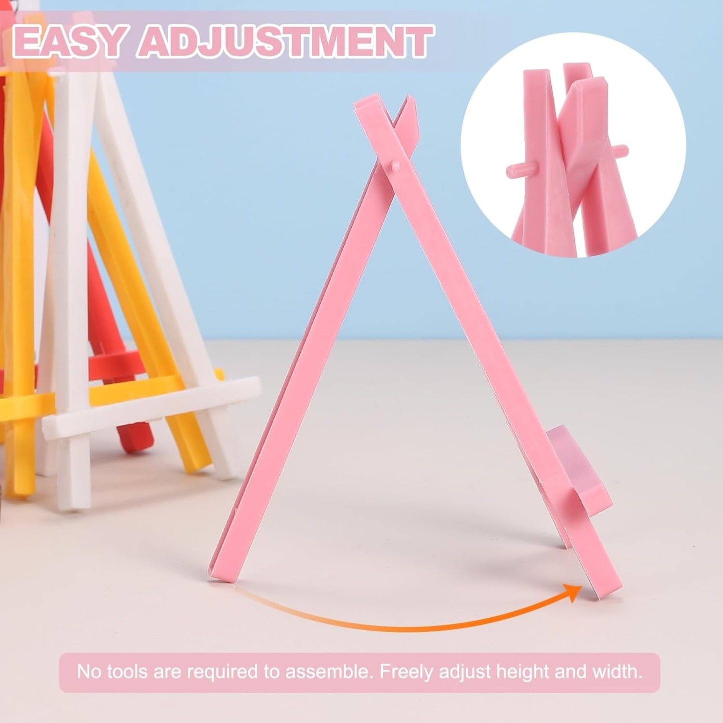 MECCANIXITY Mini Plastic Display Easels, 6.3"x3.4"A-Frame Plastic Painting Tabletop Easels Holder Stand for Photos Cards Artists Beginners Displaying Small Canvases Art(Pack of 12, Black)