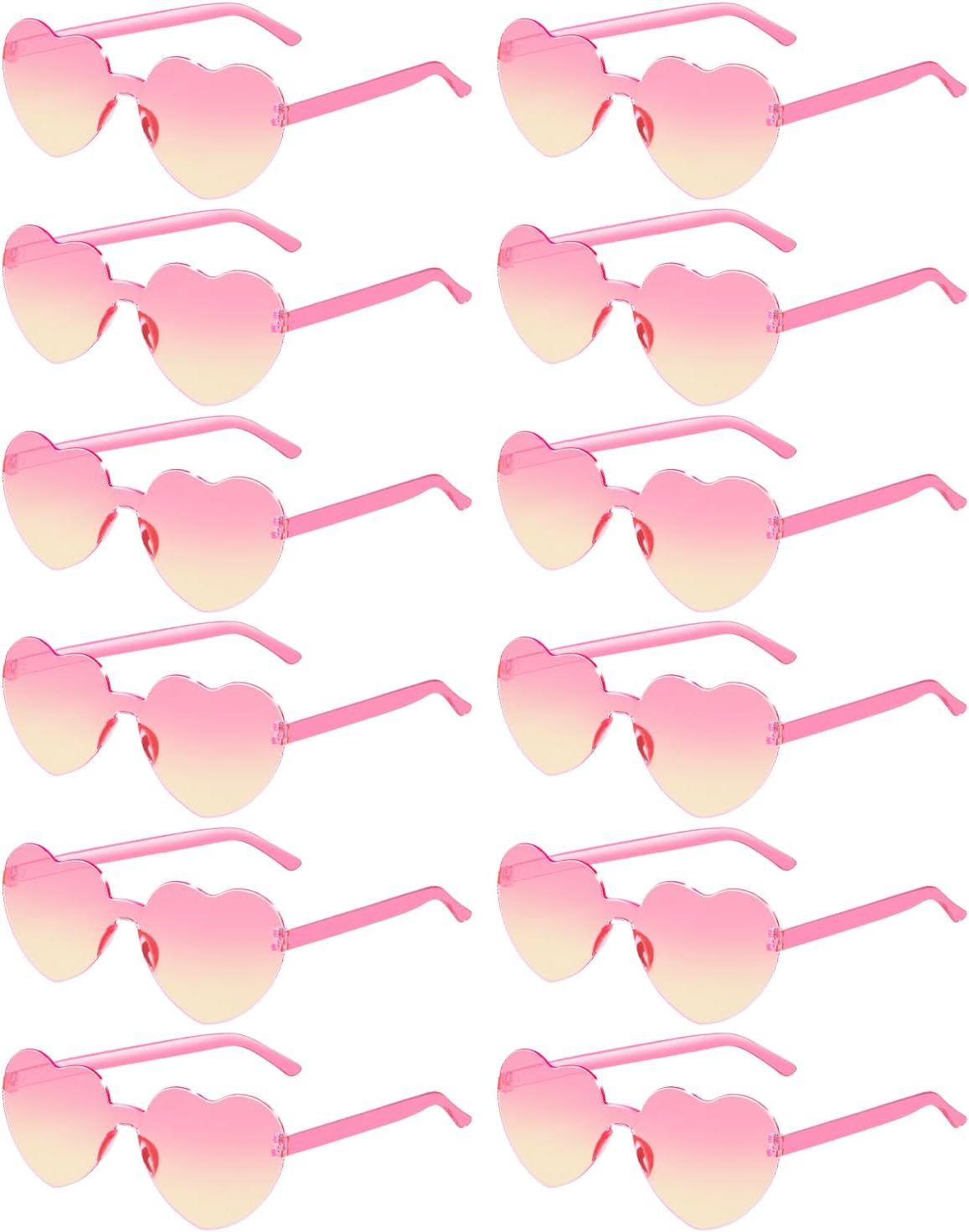 12 Pairs Heart Shaped Sunglasses for Women Colorful Glasses Fun Trendy Transparent Heart Sunglasses Party Favor (Gradient Pink Yellow)