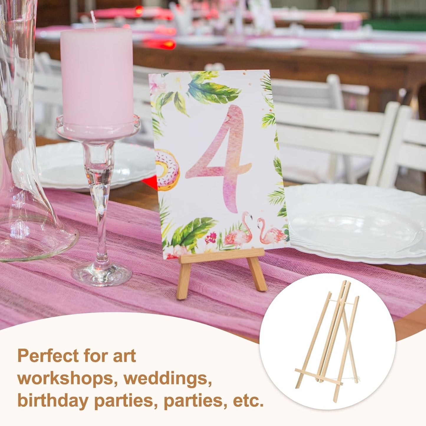 MECCANIXITY Mini Wood Display Easels, 19.3"x10.6"A-Frame Painting Tabletop Easels Holder Stand for Artists Beginners Displaying Small Canvases Art Photos Business Cards(Pack of 3, Wood Color)