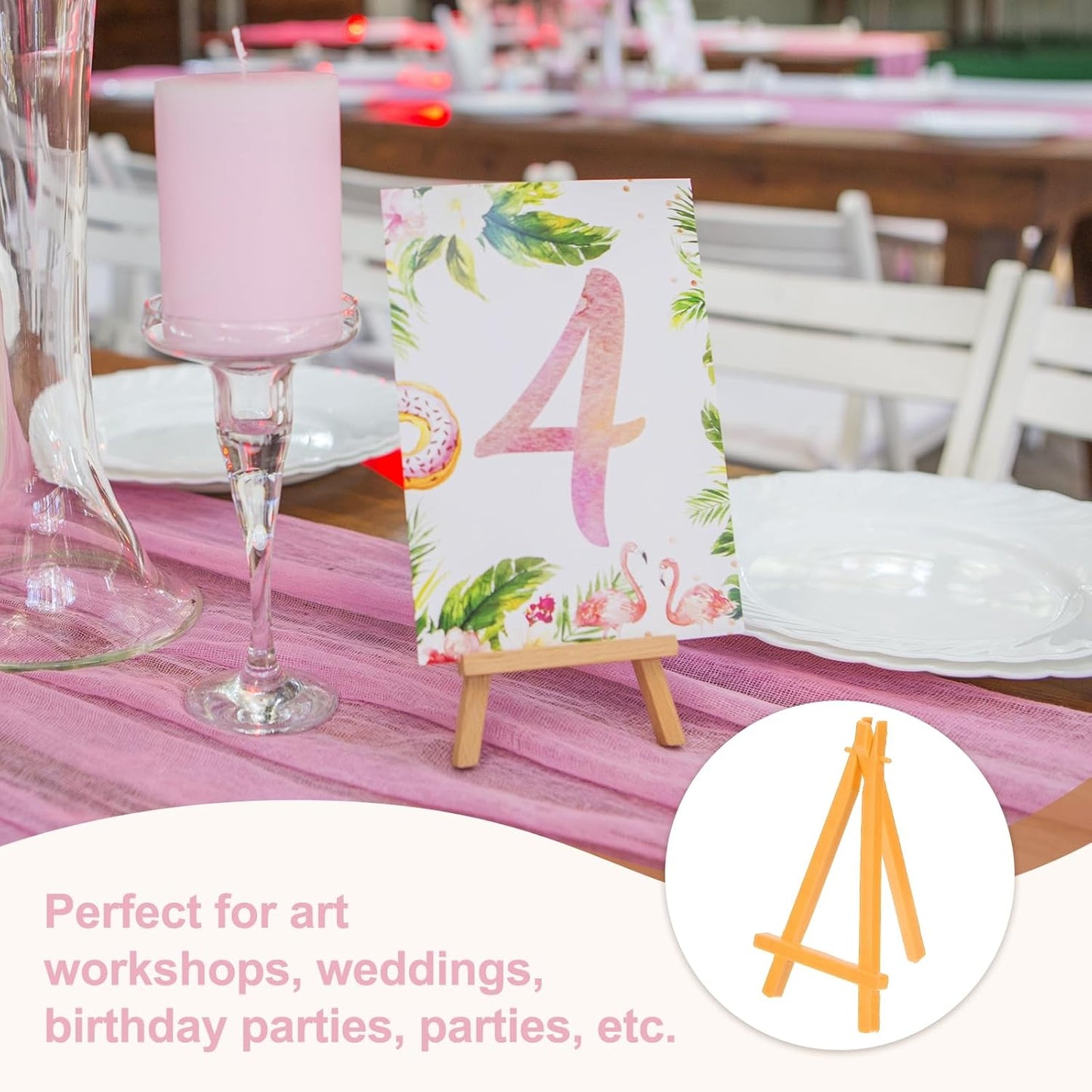 MECCANIXITY Mini Plastic Display Easels, 6.3"x3.4"A-Frame Plastic Painting Tabletop Easels Holder Stand for Photos Cards Artists Beginners Displaying Small Canvases Art(Pack of 12, Yellow)