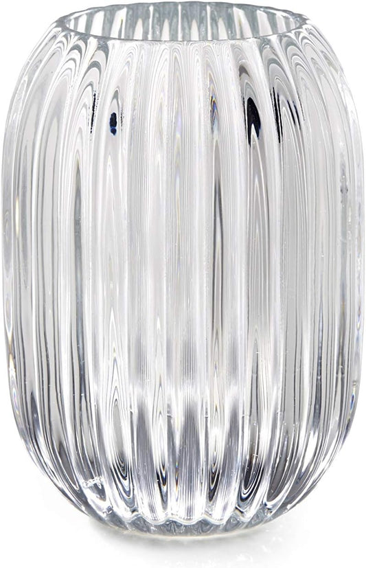 Serene Spaces Living Clear Optical Glass Votive Holder, Perfect for Weddings and Home Décor, Measures 5" Tall and 3.5" Diameter
