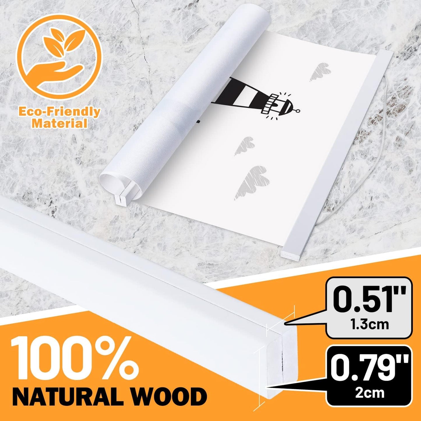 18x24 Poster Frame, Magnetic Light Wood Wooden Frame Frames Hanger for Photo Picture Canvas Artwork Wall Hanging (1 Pack, 18", White)