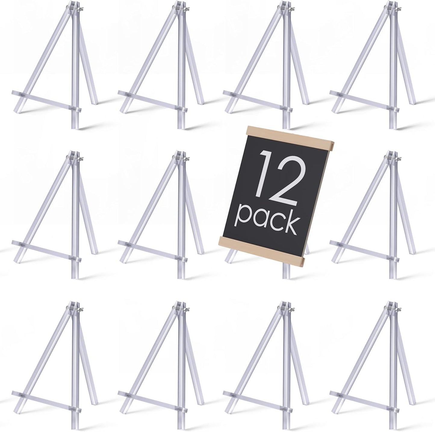 9 inch Acrylic Easel for Painting, 12 Pack Easel Stand for Wedding Signs, Tabletop Easels for Painting Canvases, Small Art Easel Canvas Stand Photo Display Tripod Holder for Kids Adults (12)