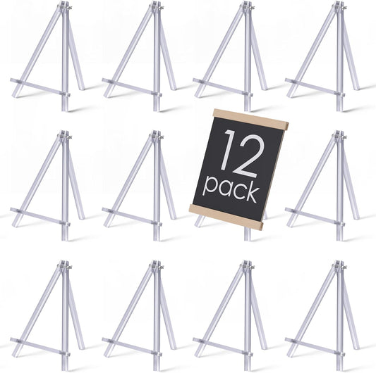 9 inch Acrylic Easel for Painting, 12 Pack Easel Stand for Wedding Signs, Tabletop Easels for Painting Canvases, Small Art Easel Canvas Stand Photo Display Tripod Holder for Kids Adults (12)