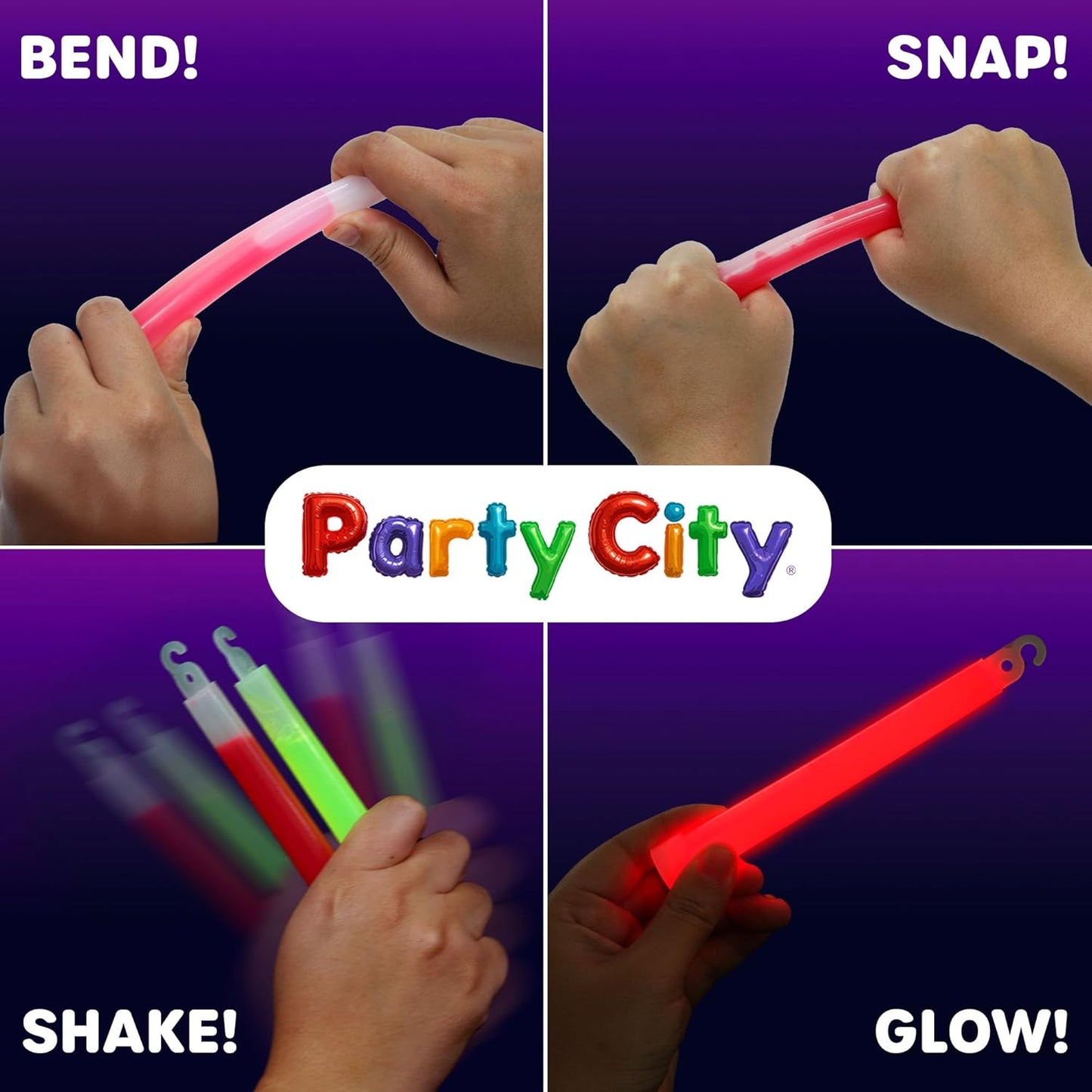 Party City Multicolor Glow Sticks Bulk Pack 6”- 25pk Glow in the Dark Sticks for Kids, Waterproof Camping Survival Ultra Bright Emergency Light Stick with String, Neon Glowsticks Party Supplies Favors