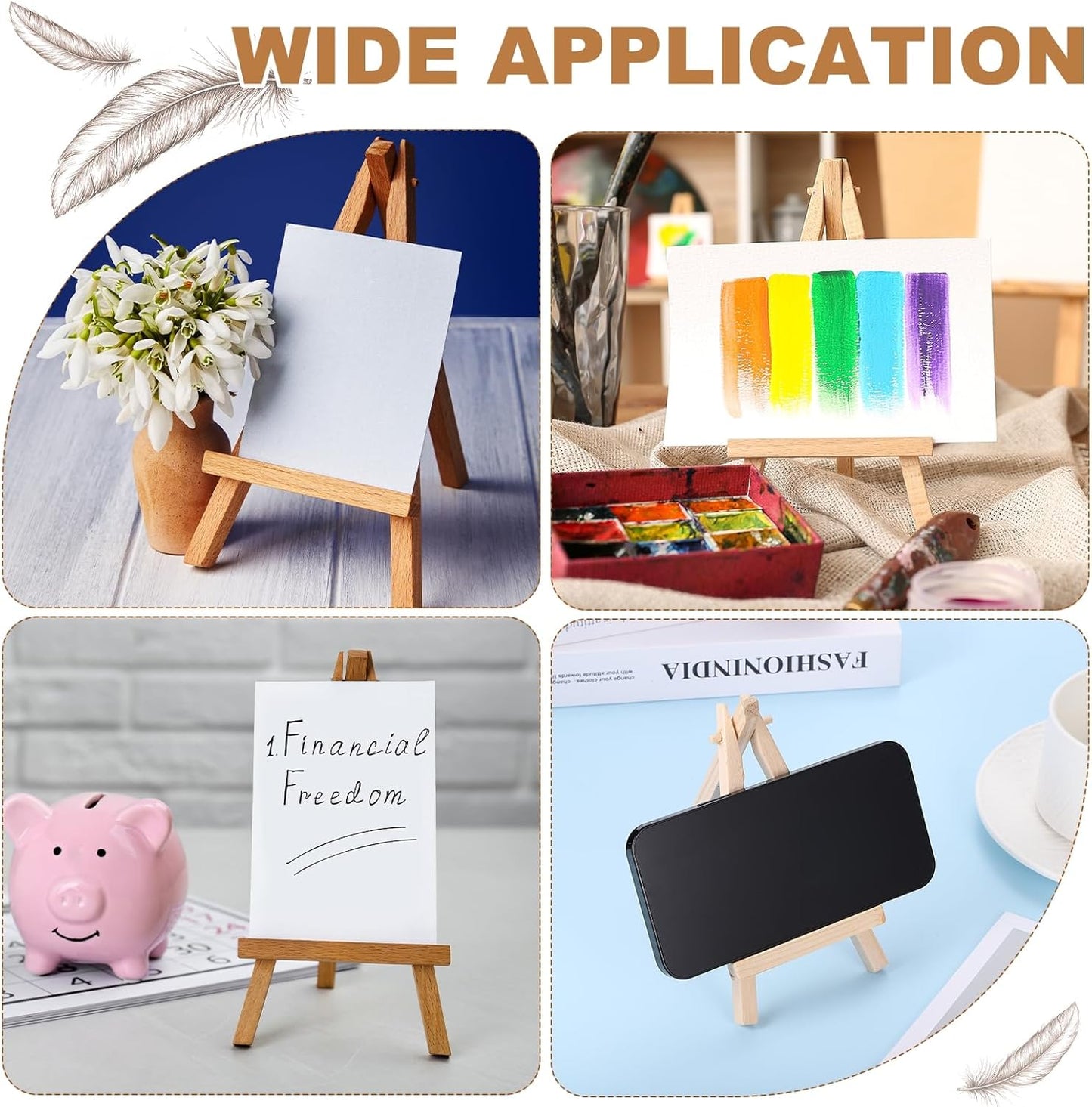 MECCANIXITY Mini Wood Display Easels, 11.8"x5.9"A-Frame Painting Tabletop Easels Holder Stand for Artists Beginners Displaying Small Canvases Art Photos Business Cards(Pack of 3, Wood Color)