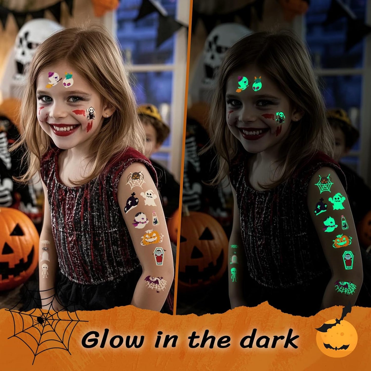 Halloween Luminous Temporary Tattoo for Kids - 250+ Horror Glow Halloween Party Supplies for Boys and Girls,Halloween Goodie Bag Fillers Holiday Party Decorations Favors 20 Sheets