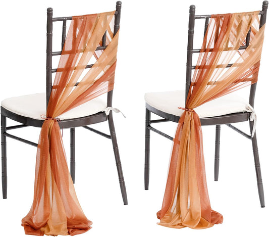 Ling's moment Wedding Chair Sashes Cover Aisle Decorations Draping Fabric Wrinkle-Free with Tie 16 Shades of Burnt Orange for Party Ceremony Reception Floral Arrangement Banquet Outdoor Decor