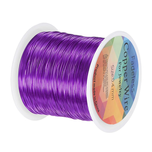 0.4mm Jewelry Wire, 26 Gauge 328FT Craft Wire Copper Beading Wire for Jewelry Making/Planting/Weaving/DIY Crafting, Soft Metal Wires [100M, Purple]