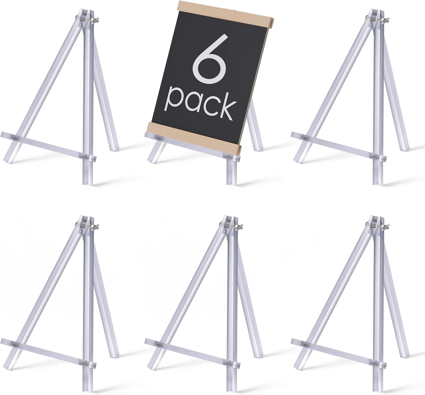 9 inch Acrylic Easel for Painting, 6 Pack Easel Stand for Wedding Signs, Tabletop Easels for Painting Canvases, Small Art Easel Canvas Stand Photo Display Tripod Holder for Kids Adults (6)