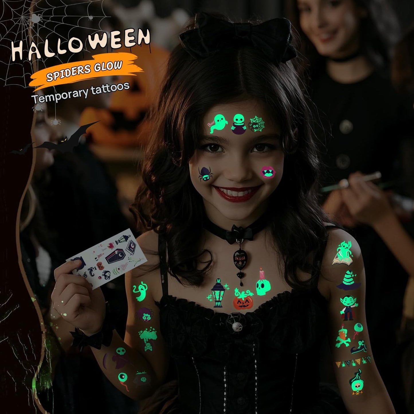 Halloween Luminous Temporary Tattoo for Kids - 250+ Horror Glow Halloween Party Supplies for Boys and Girls,Halloween Goodie Bag Fillers Holiday Party Decorations Favors 20 Sheets