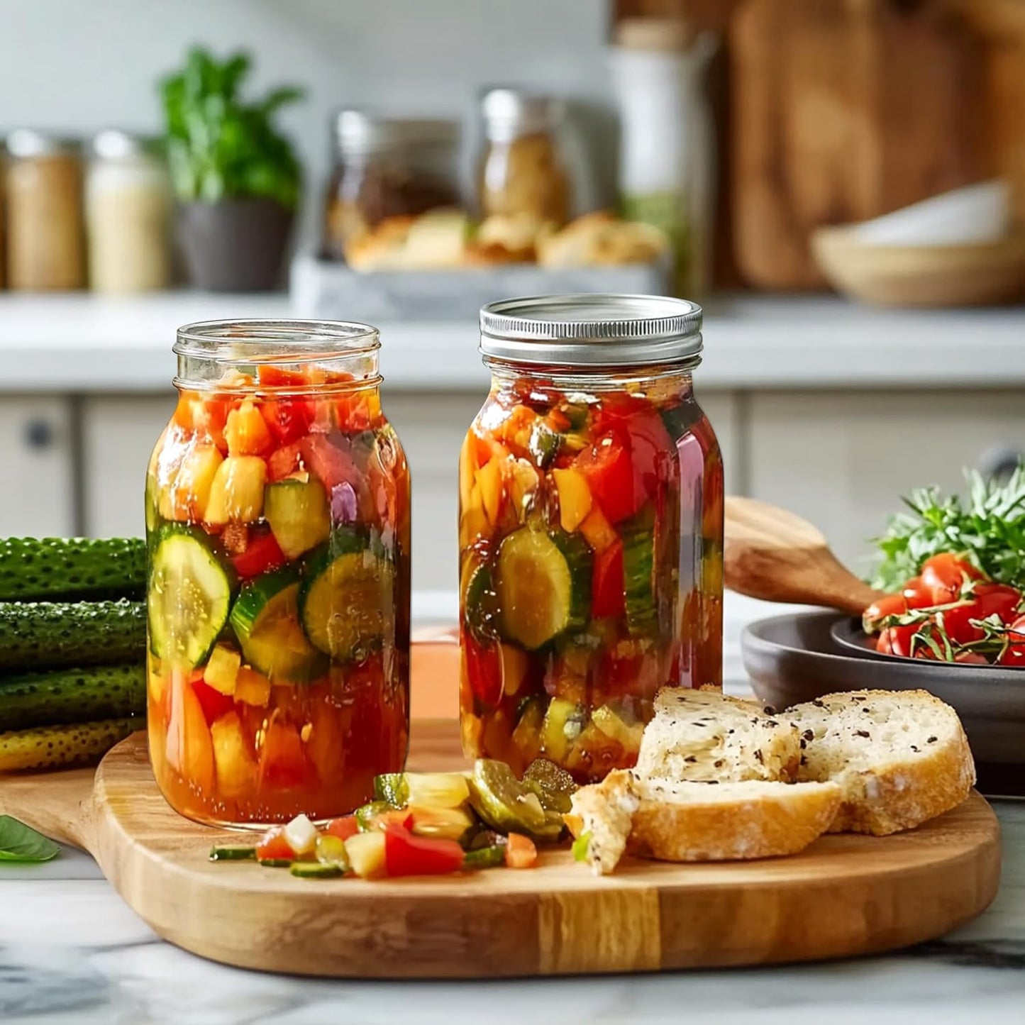 ComSaf 24 oz Mason Jars Regular Mouth 6 Pcs, Large Canning Jars with Seal Bands, 24 oz Glass Jar with Lid for Jams, Sauces, Juice, Coffee, Pickling, Fruit, Dessert, Kitchen Storage