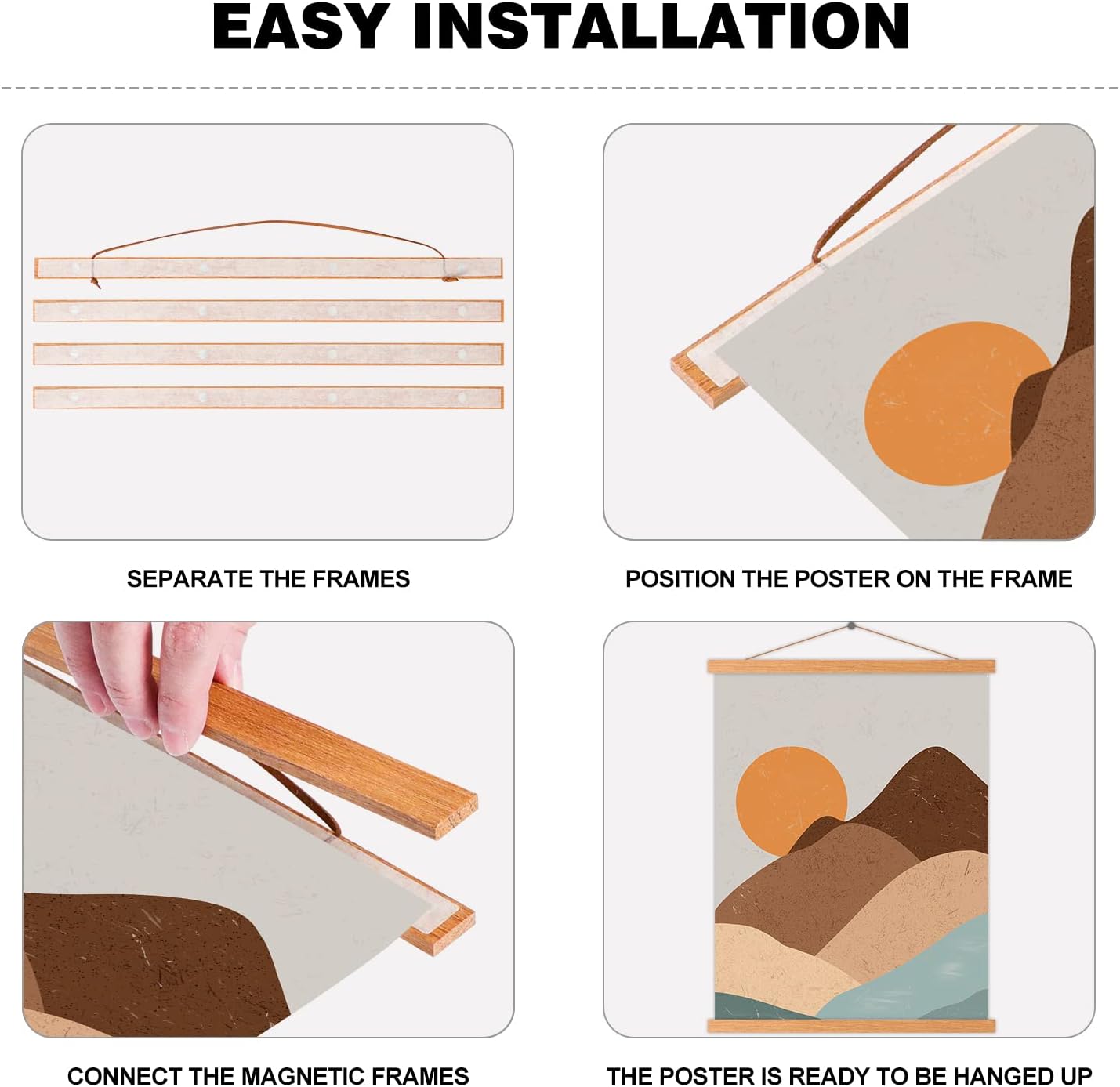 22x34 22x28 Poster Frame, Magnetic Light Wood Frame Hanger for Photo Picutre Canvas Artwork Art Print Wall Hanging (1 Pack, 22")