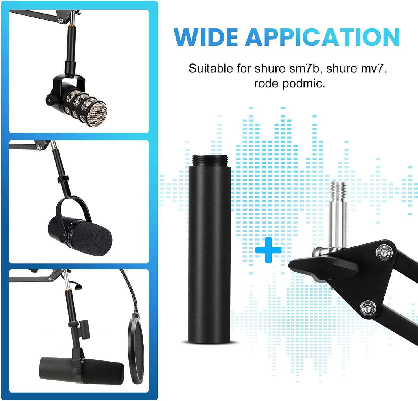 YOUSHARES Mic Stand Extension, 5/8" Female to 5/8" Male Microphone Extension Tube for Desk Stands(3.15 in)