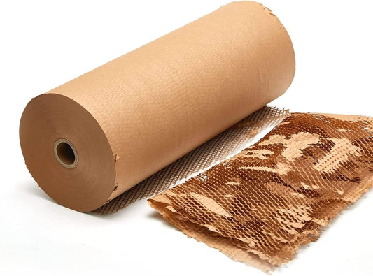 Honeycomb Packing Paper 20" x 1500' Recyclable Cushion Packing Paper Expanding Honeycomb Packing Paper Wrap Roll Eco Friendly for Moving Shipping Gift Packaging Breakables-Brown