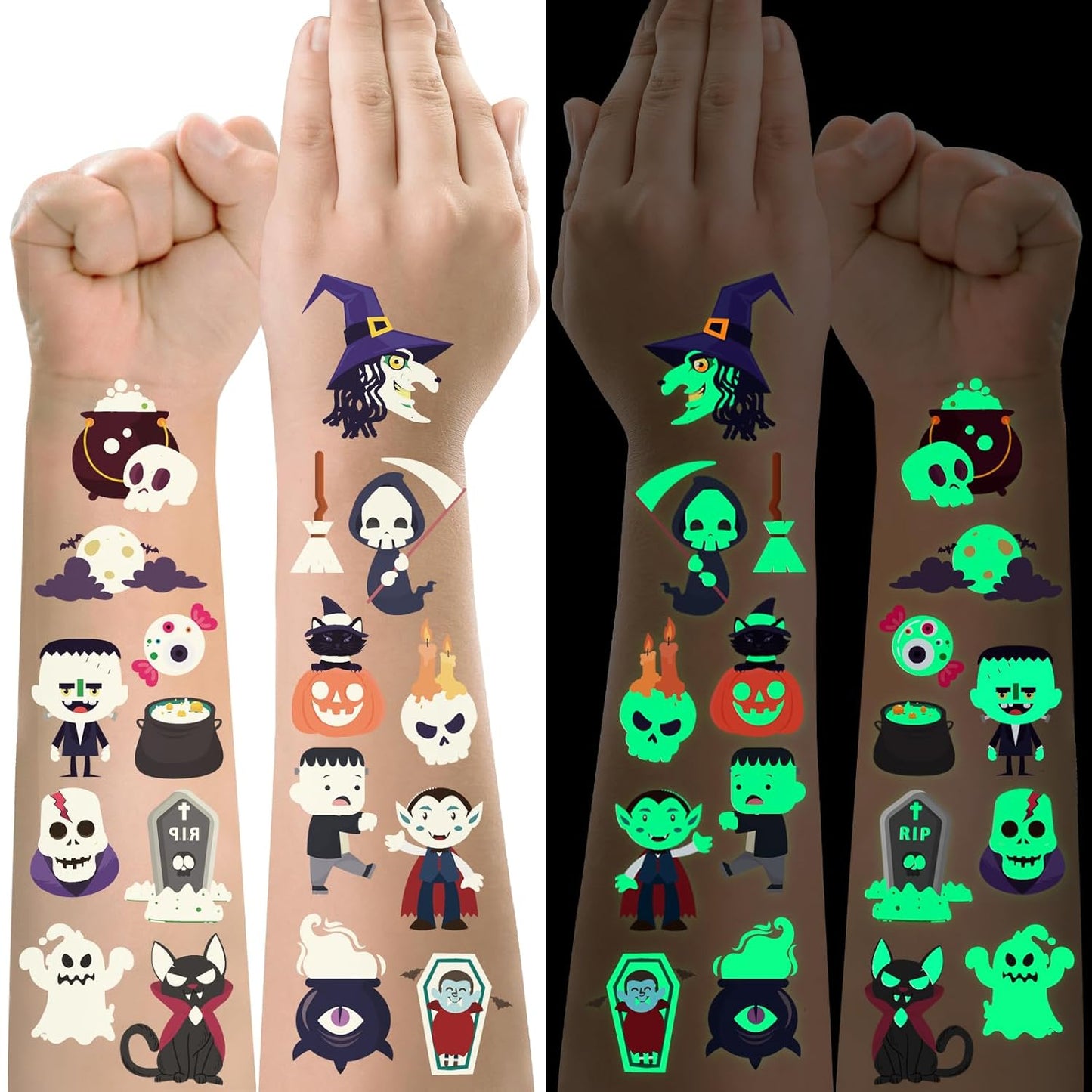 Halloween Luminous Temporary Tattoo for Kids - 250+ Horror Glow Halloween Party Supplies for Boys and Girls,Halloween Goodie Bag Fillers Holiday Party Decorations Favors 20 Sheets
