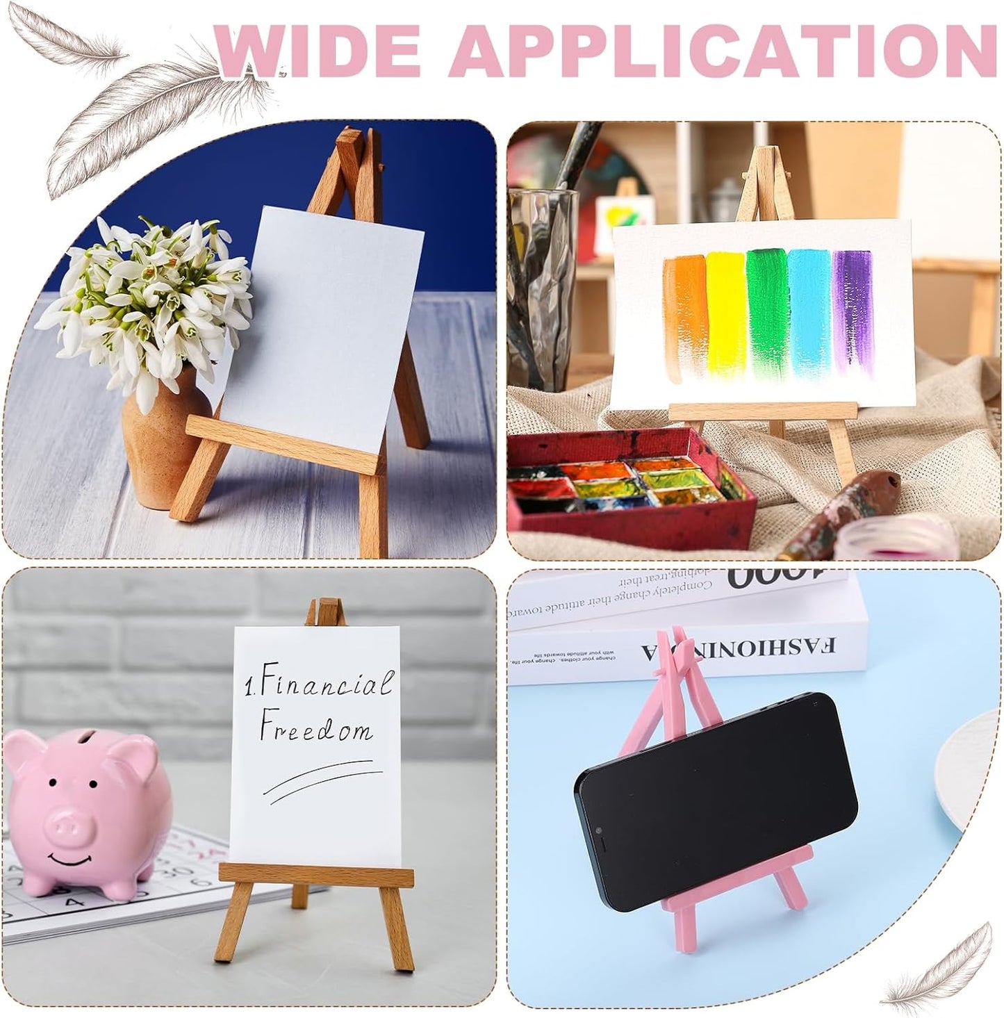 MECCANIXITY Mini Plastic Display Easels, 6.3"x3.4"A-Frame Plastic Painting Tabletop Easels Holder Stand for Photos Cards Artists Beginners Displaying Small Canvases Art(Pack of 12, White)