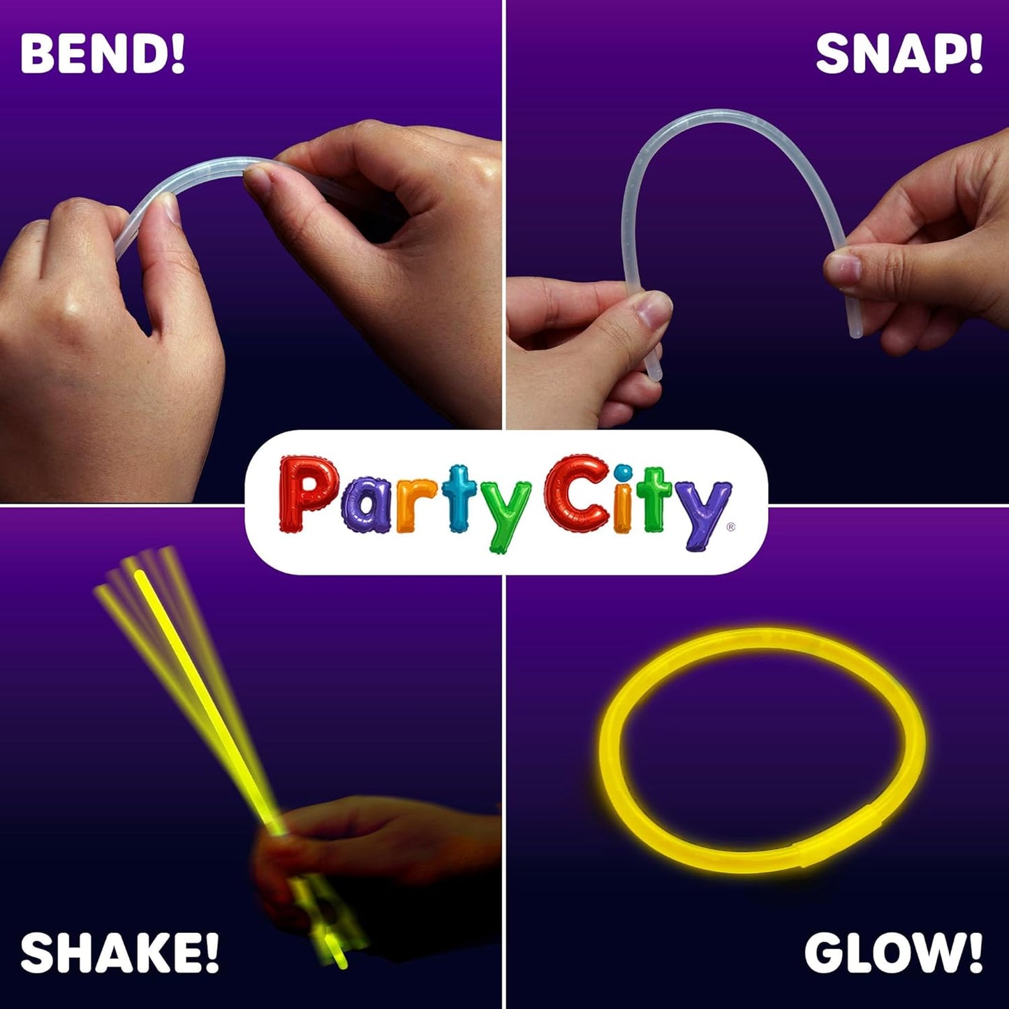 Party City 400 Glow Sticks Bulk Party Pack 8”– Neon Glow in the Dark Party Supplies, Glowsticks with Connectors Bracelets & Necklaces, Light Up Favors for Kids, Adults, Birthdays, Parties, Decorations