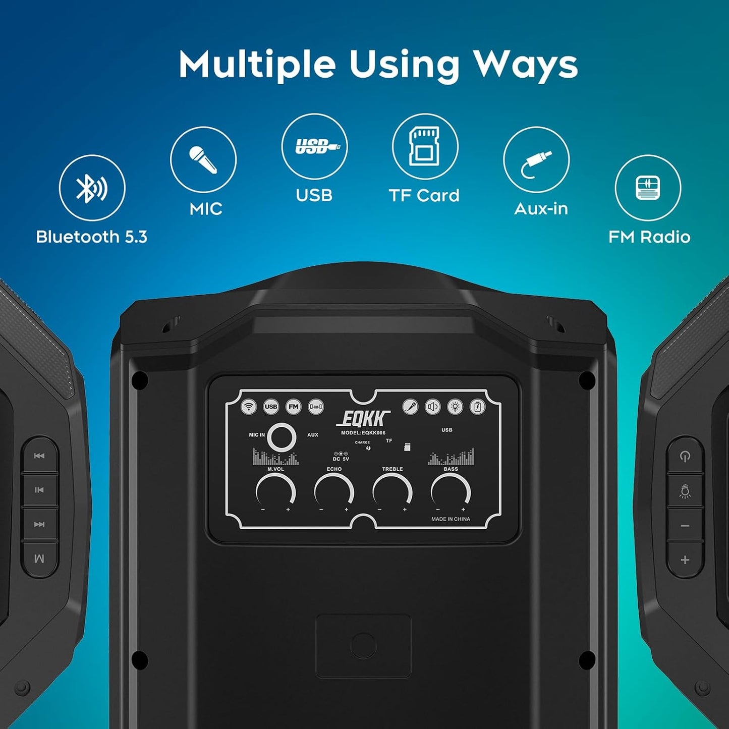 Portable Karaoke Machine for Adults, Bluetooth Speaker with 2 Wireless Microphones New PA System Bluetooth 5.3 Karaoke System with DJ Light for Party and Gatherings (Karaoke)