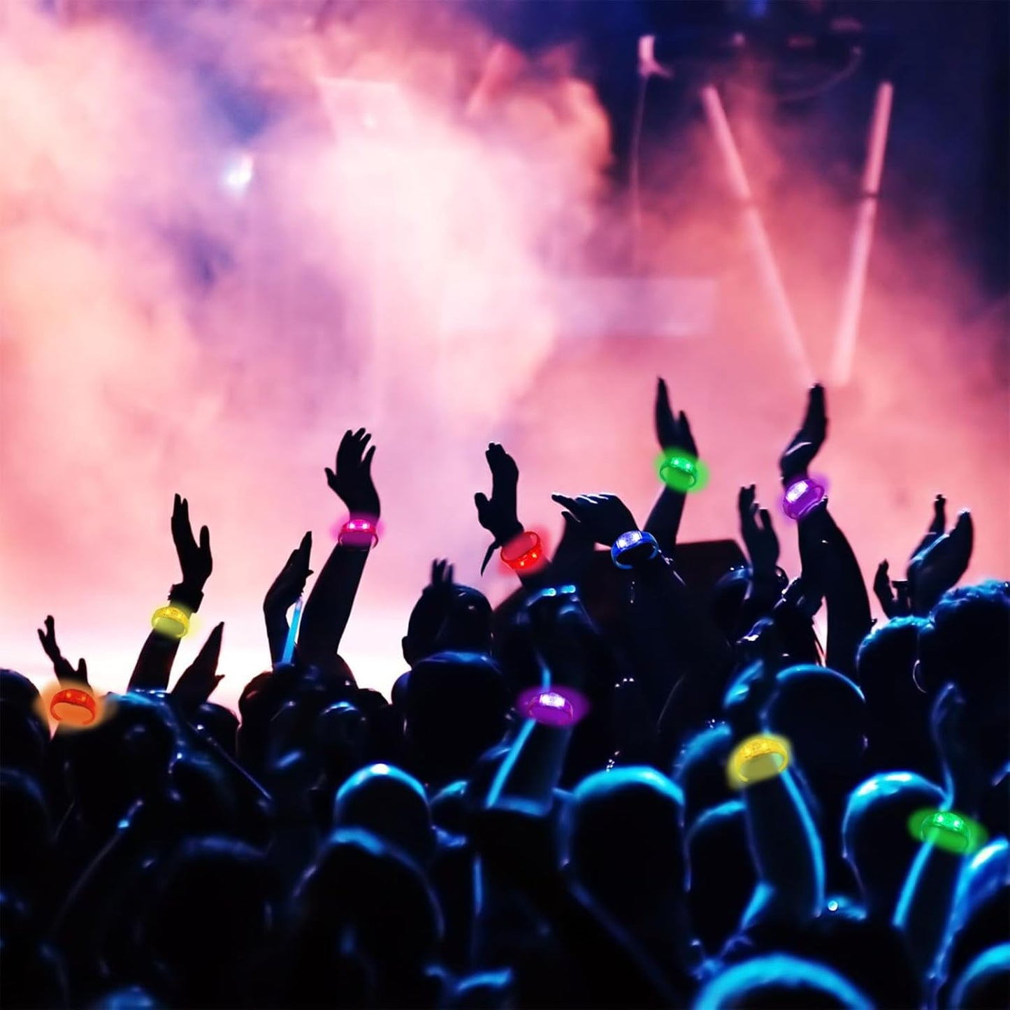 100 Pcs LED Bracelets Sound Activated with Flashing LED Strobe Music Control Light Up Bracelets for Rave, Game Prizes, Birthday Party Favor,Valentine's Day gift