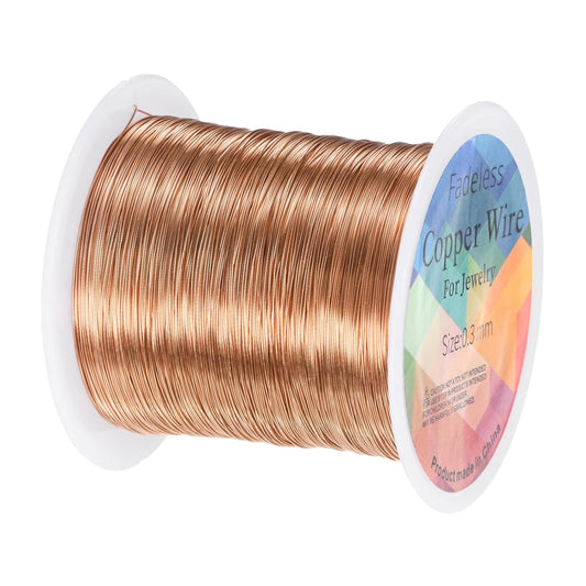 0.3mm Jewelry Wire, 28 Gauge 328FT Craft Wire Copper Beading Wire for Jewelry Making/Planting/Weaving/DIY Crafting, Soft Metal Wires [100M, Copper Tone]