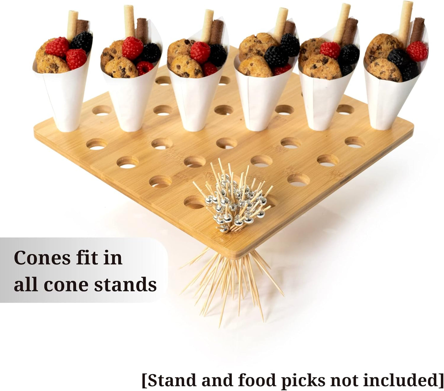 MONTX® 200-Pack Disposable Food Cones | 7" or 6" | White Food-Safe Paper Charcuterie Cones for Appetizers, Popcorn, Snacks, Confetti | Eco-Friendly Alternative to Wood Cones (6 Inch)