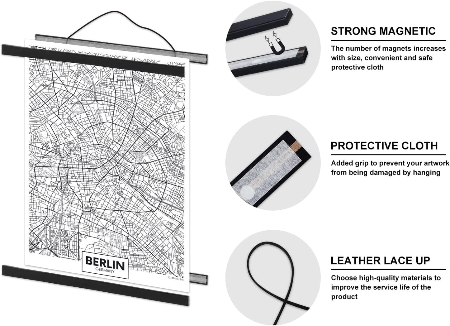 22x34 22x28 Poster Frame, Magnetic Light Wood Frame Hanger for Photo Picutre Canvas Artwork Art Print Wall Hanging (1 Pack, 22", Black)