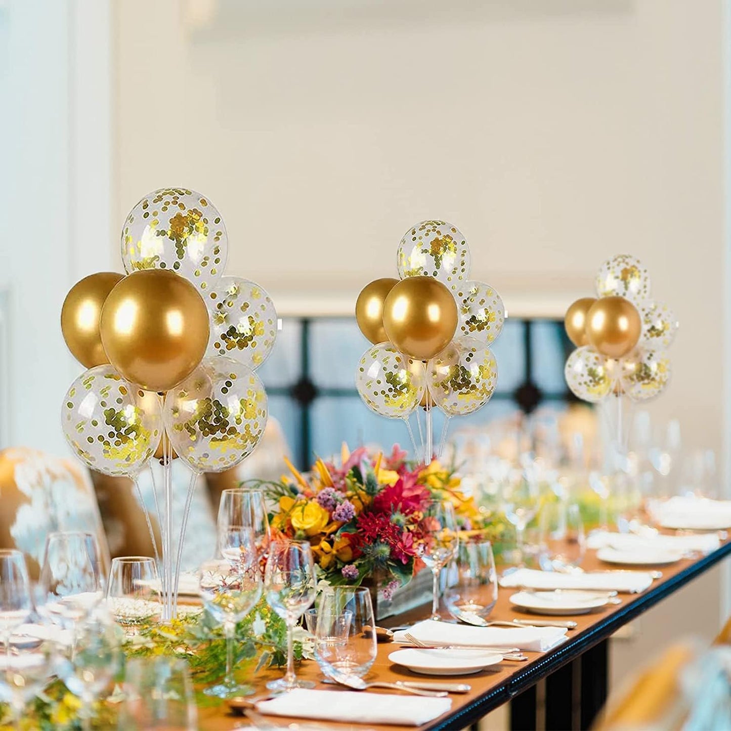 8 Set Balloon Stand Kit - Balloon Sticks With Base for Table Balloon Centerpiece Decorations for Birthday Graduation Gender Reveal Baby Shower Party Decorations